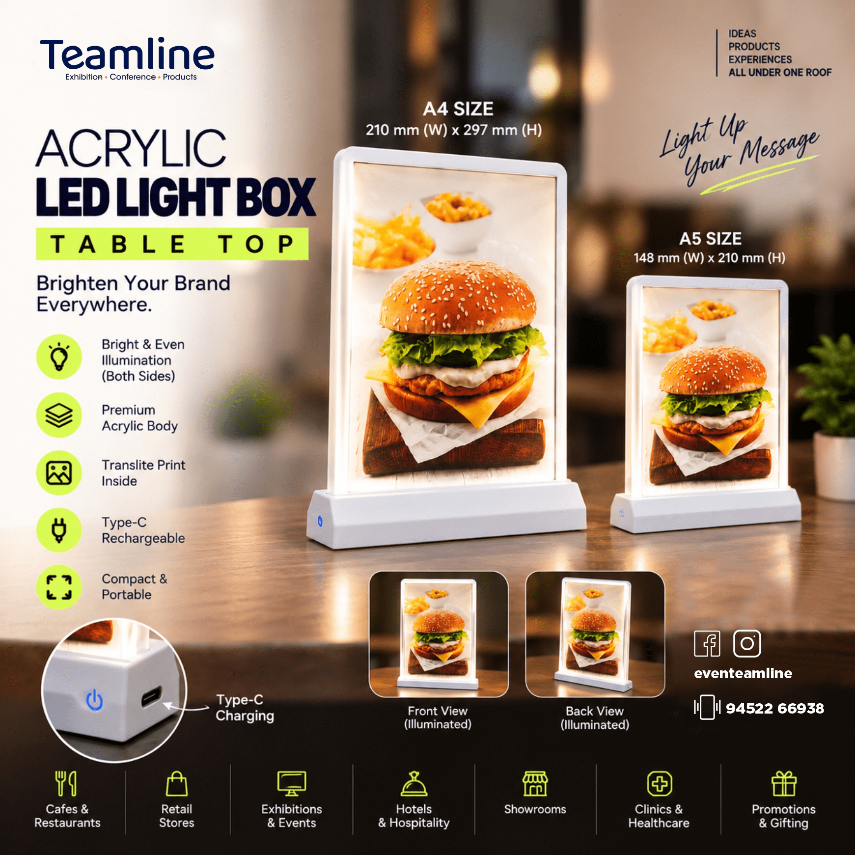 Acrylic Led Light Box Table